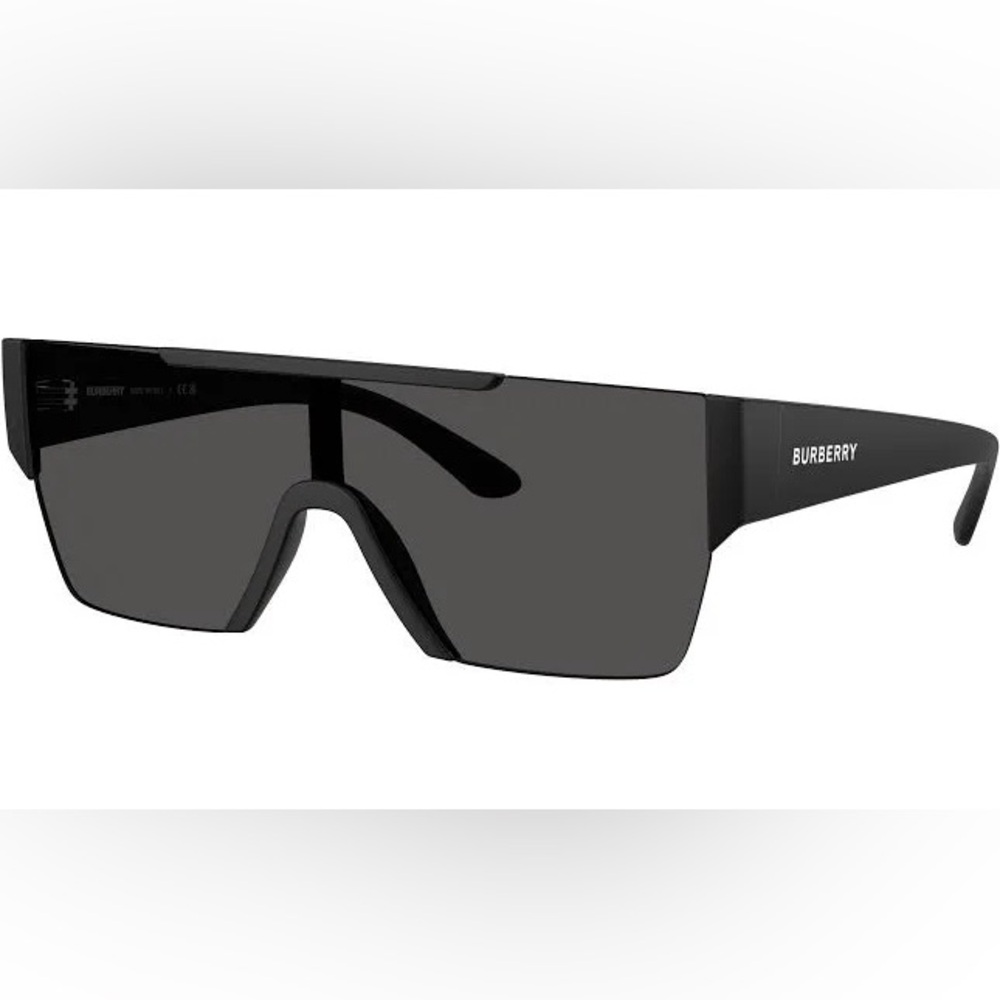 BURBERRY Shield Sunglasses Matte Black Rectangular Sport Nylon Acetate BE4291